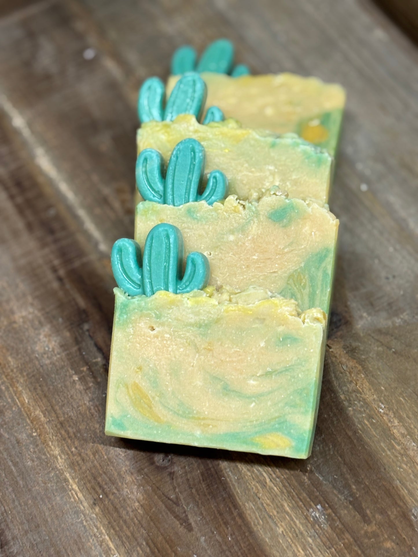 Cactus blossom, cactus & dewberry, goat milk and tallow natural soaps.