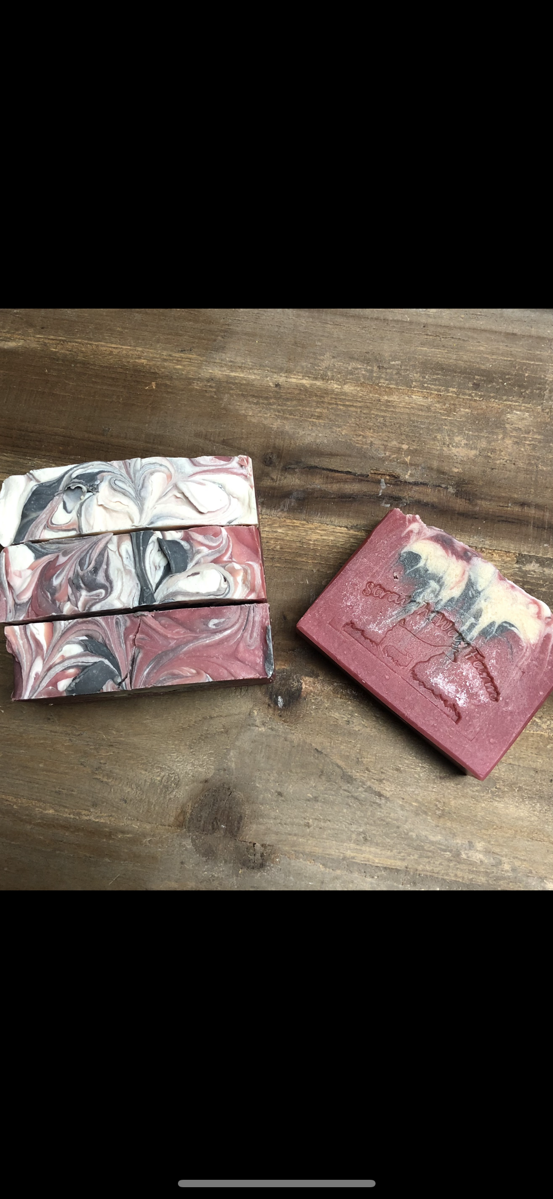 Black raspberry vanilla goat milk and tallow natural soaps.