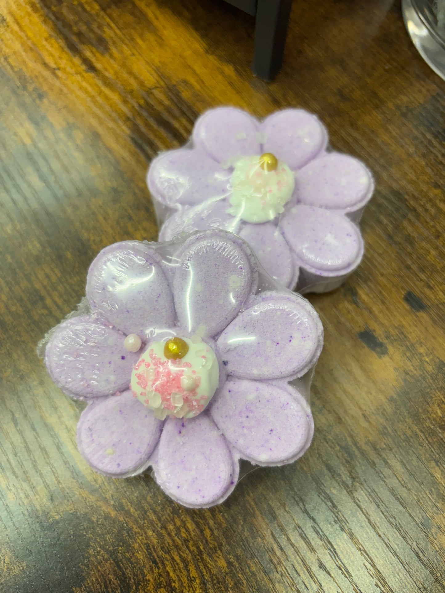 Spring flower, pure passion, goat milk bath bomb with Shea butter.