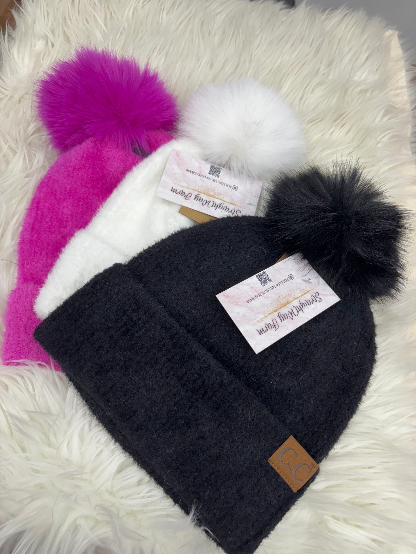 CC Plush Terry Chenille Pom Beanie
