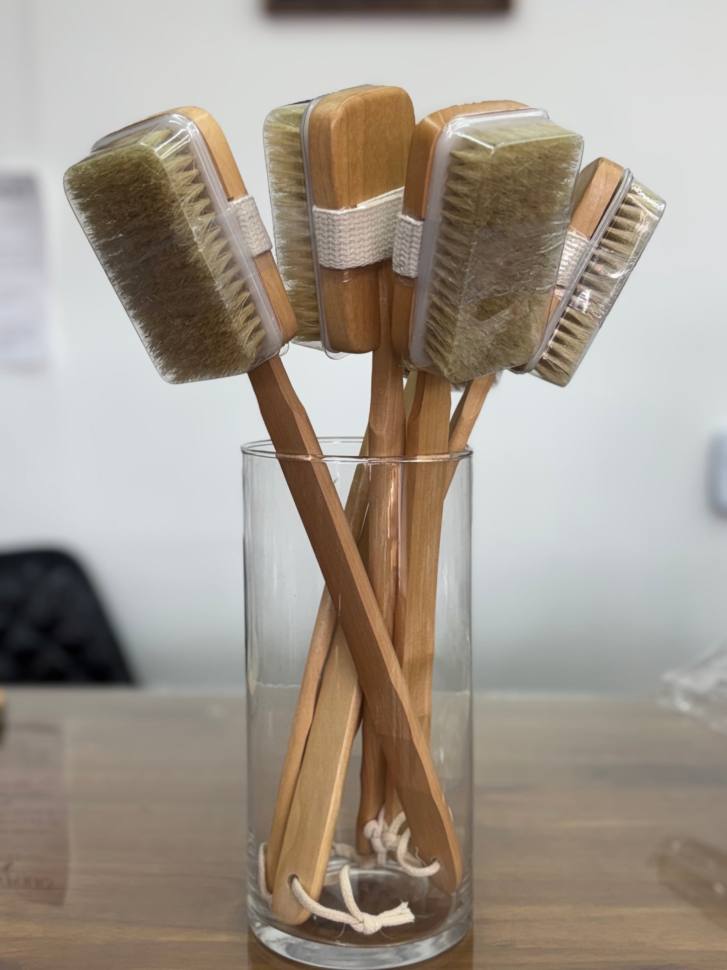 Boar bristled back brush.
