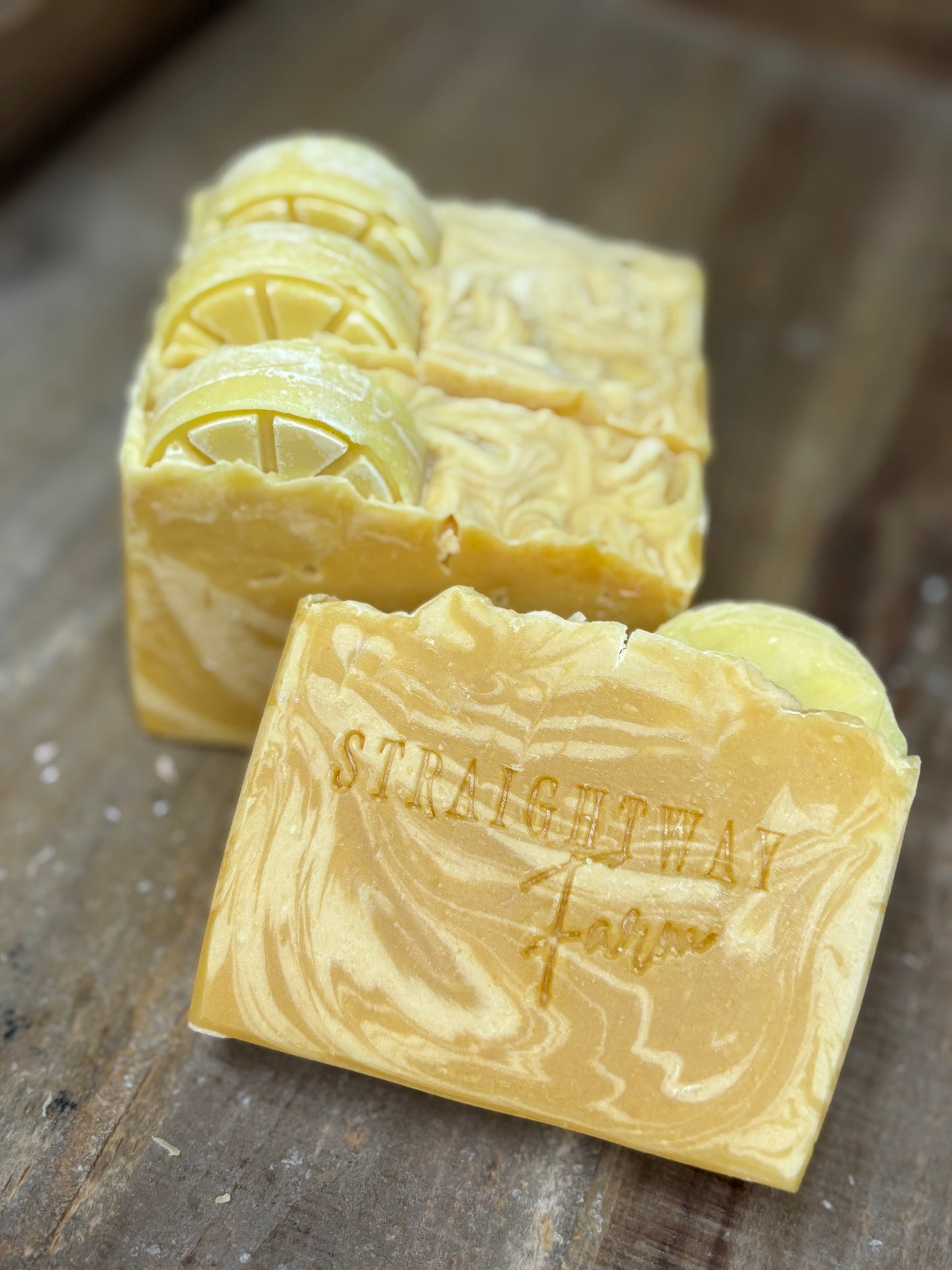 Southern summer, lily & lemon drop, goat milk and tallow natural soaps.