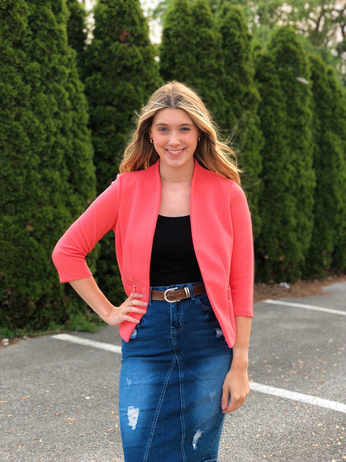Coral business woman blazer
