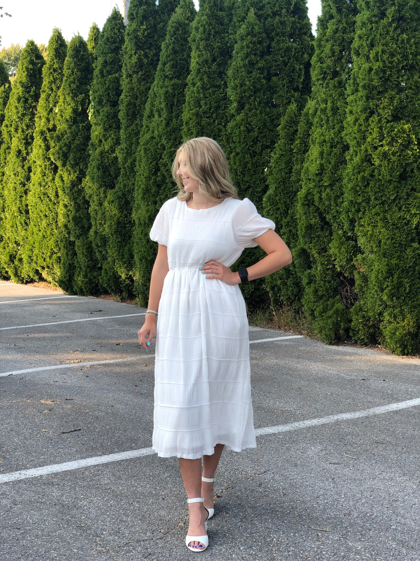 White, bridal or baby shower dress.