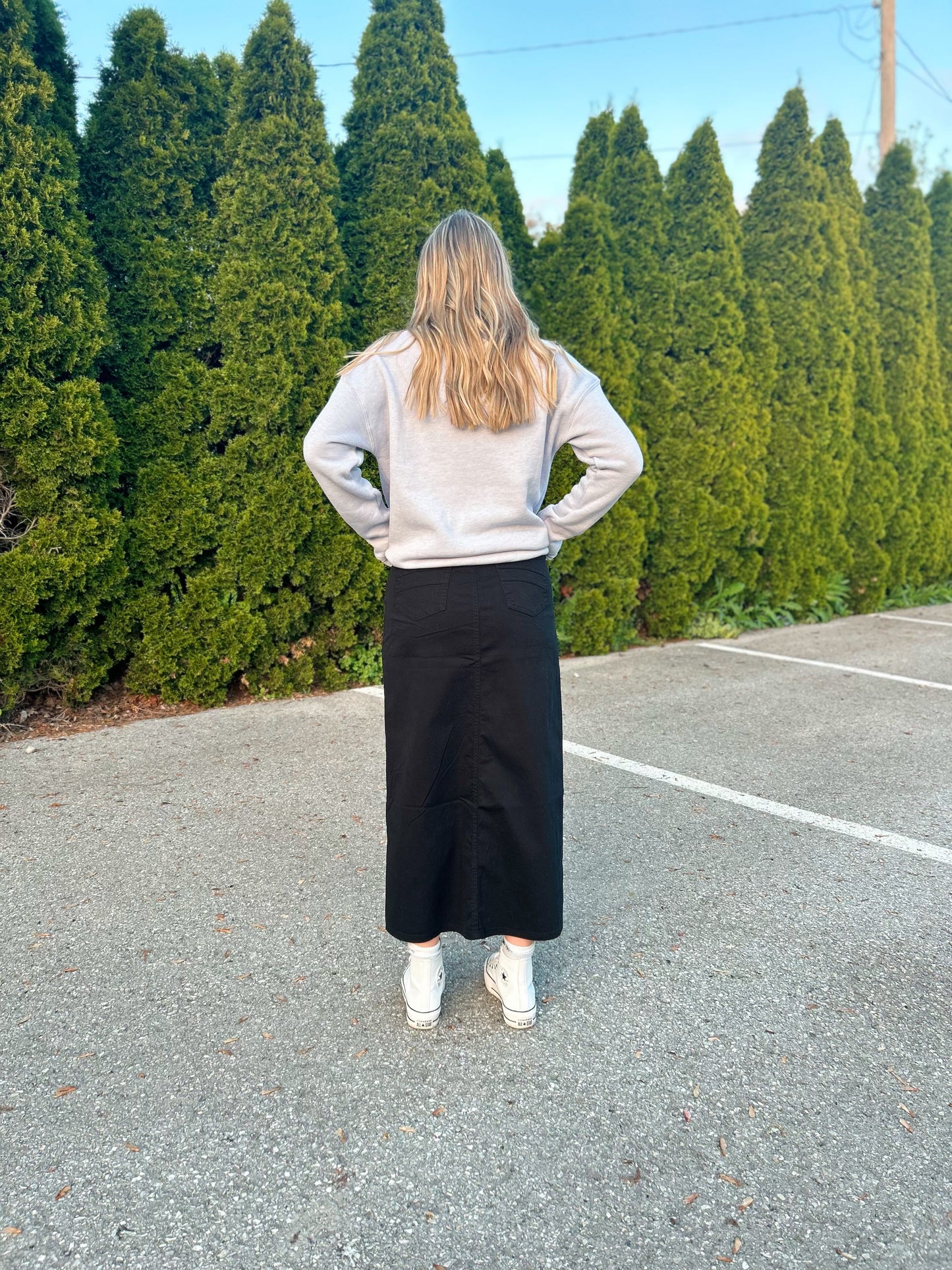 Black Maxi Denim Skirt (Be-Girl)