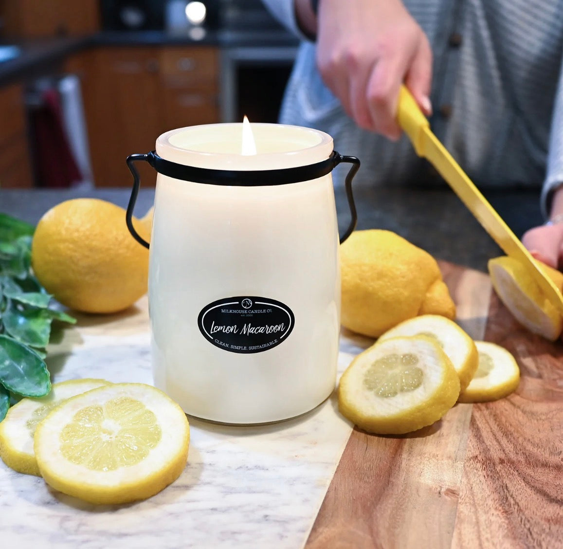 Milkhouse Candle Co 
Lemon Macaroon 22 oz Butter Jar