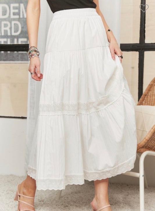 White Spring Tiered Skirt