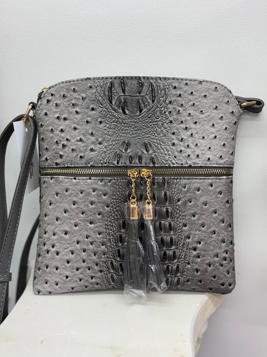 Ostrich/Crocodile print crossbody purse. 