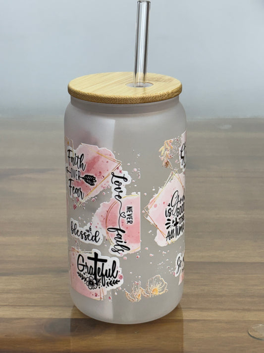 Christian glass tumbler. Coffee tumbler. 