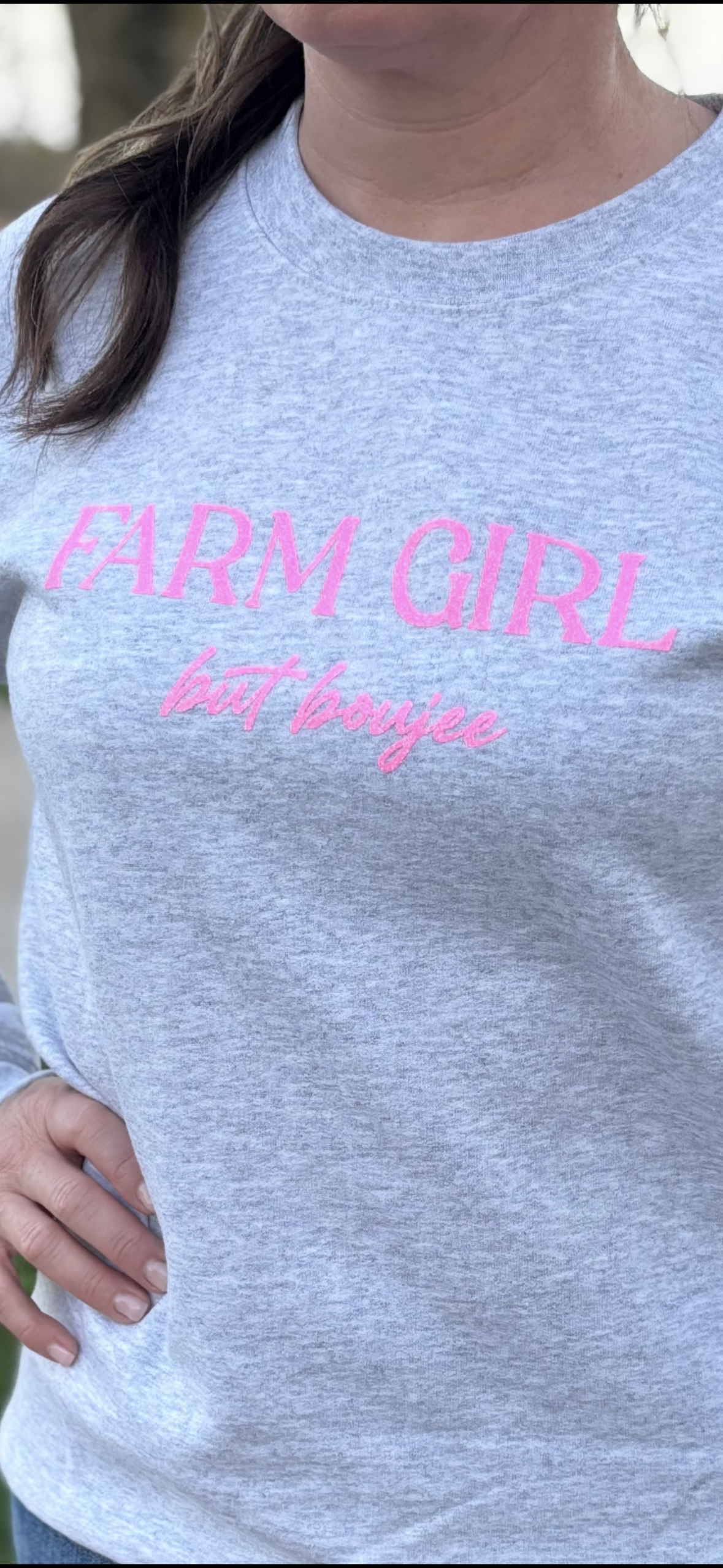 Farm Girl but boujee crewneck. 