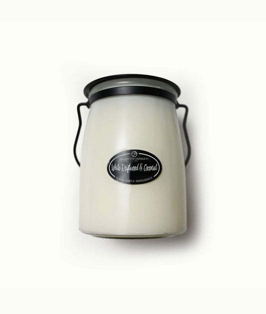 Milkhouse Candle Co White Driftwood & Coconut 22 oz Butter Jar