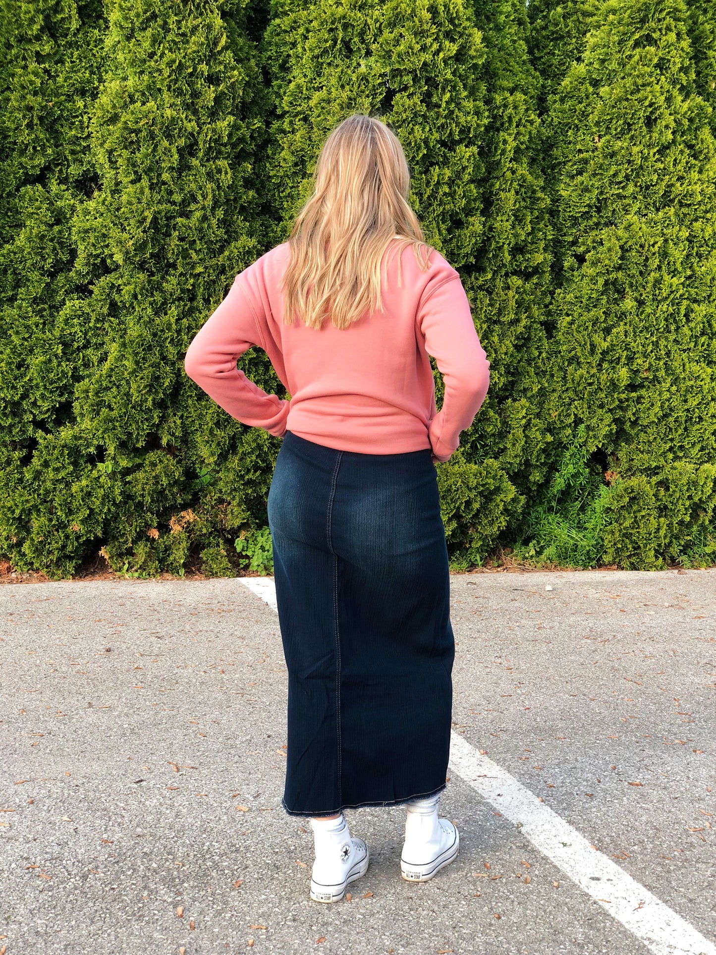 Ribbed Dark Wash Skirt (Be-Girl)